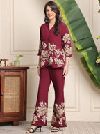 B#255 Wine Floral Co-ord Set