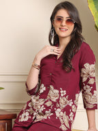 B#255 Wine Floral Co-ord Set