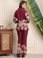 B#255 Wine Floral Co-ord Set