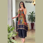 Multicolor Block Print Sleeveless Kurti with Palazzo