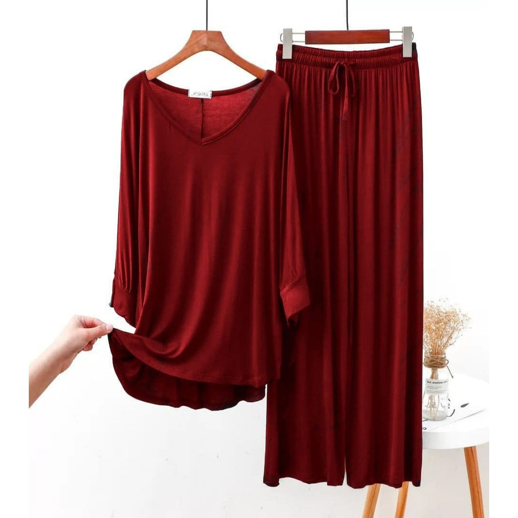 2Pc V-Neck Casual lounge wear set