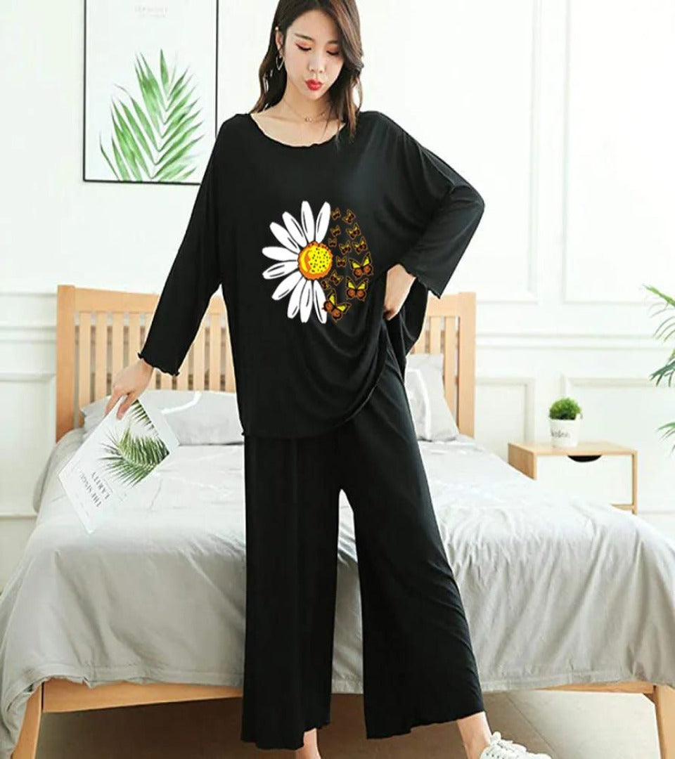 Daisy Flower Printed 2 Pcs Plazo Lounge Wear