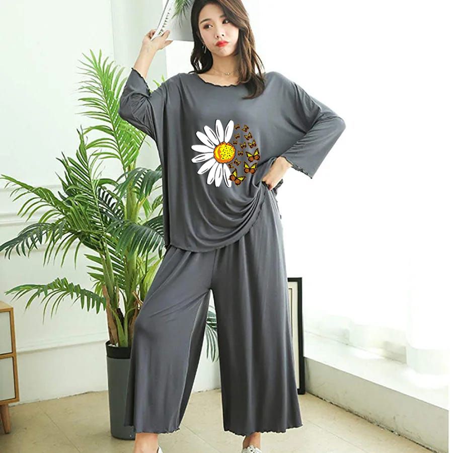Daisy Flower Printed 2 Pcs Plazo Lounge Wear