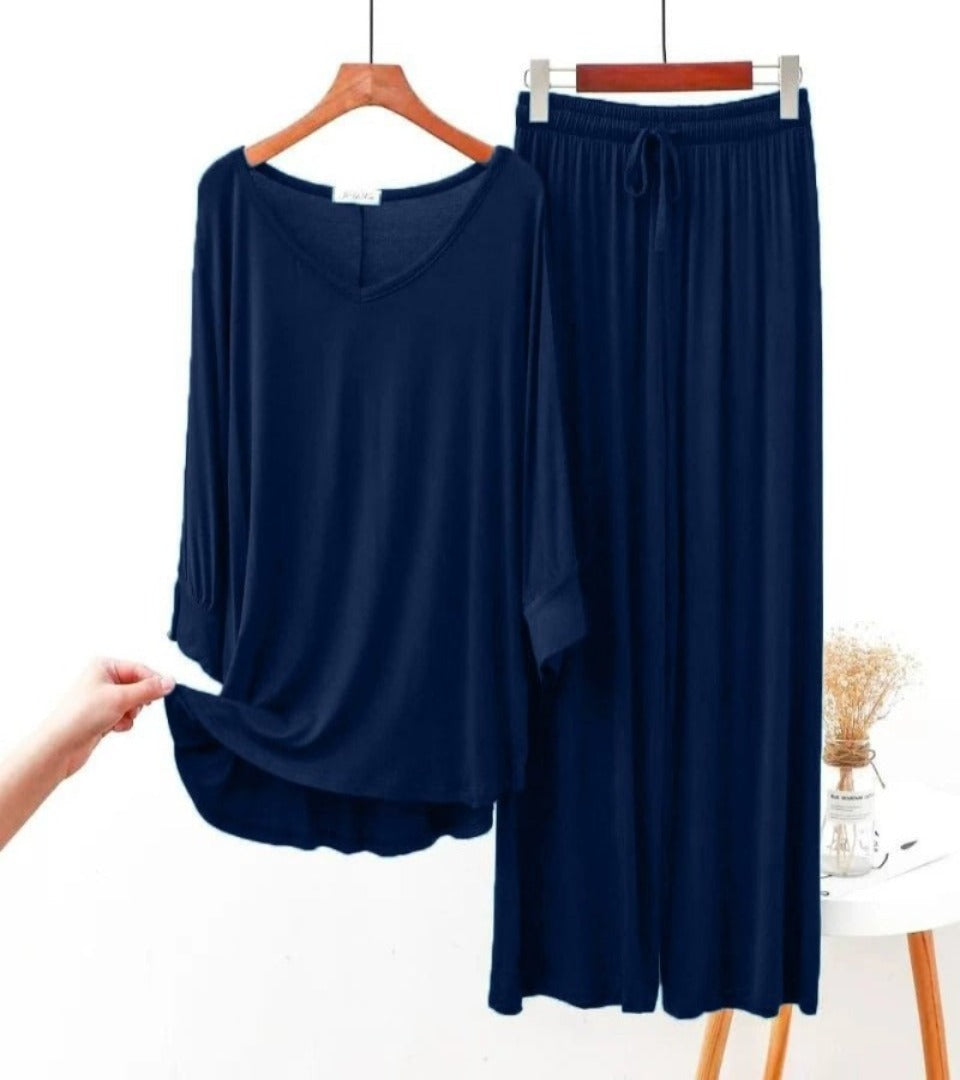 2Pc V-Neck Casual lounge wear set