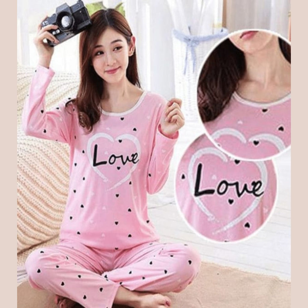 Pink Love Women Nightsuit Pj