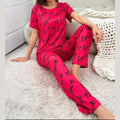 New Pink Love Hearts Love Printed Pajama Set