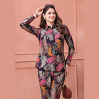 Floral Printed Shirt Collar Tunic with Trousers Co-Ord Set