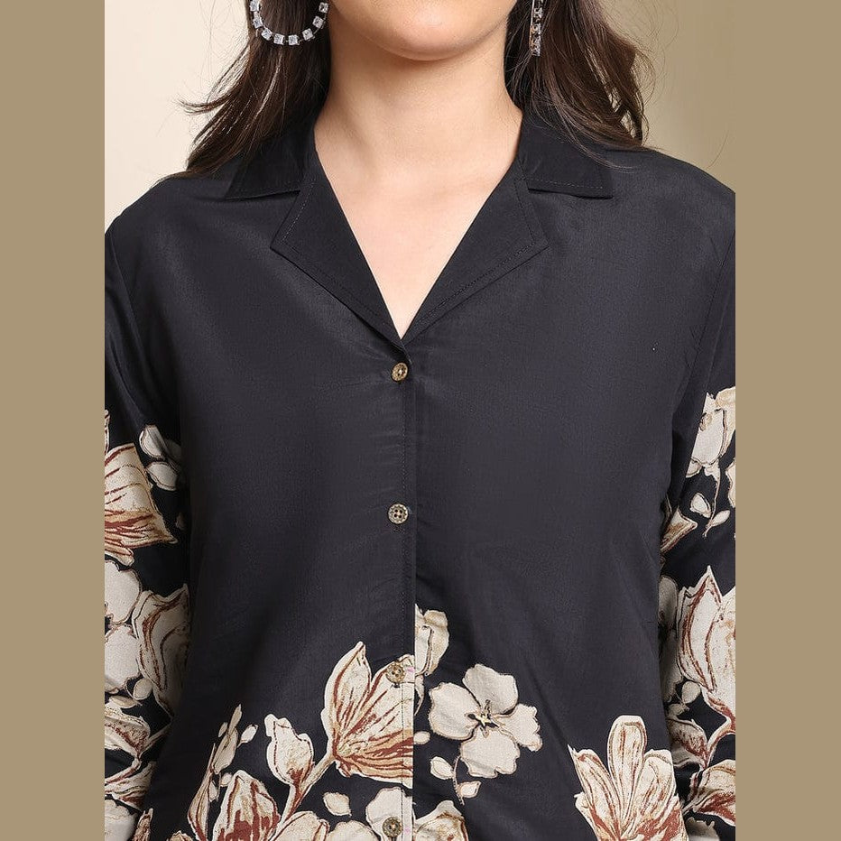 B#255 Black Floral Co-ord Set