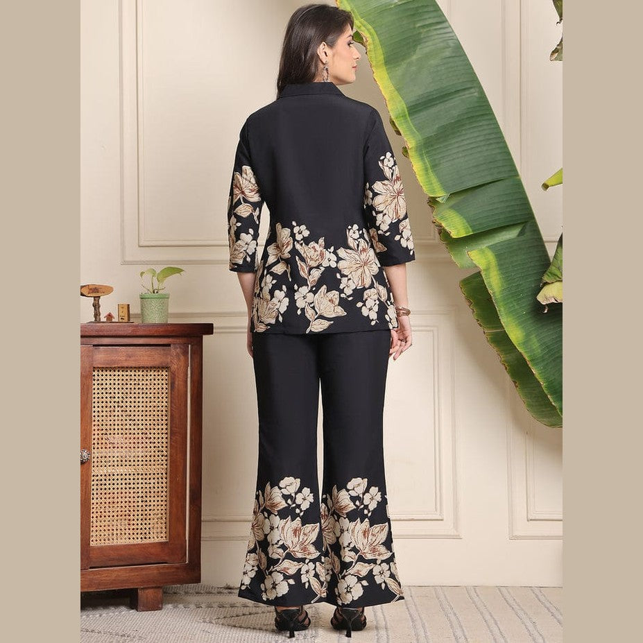 B#255 Black Floral Co-ord Set