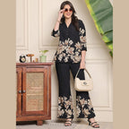 B#255 Black Floral Co-ord Set