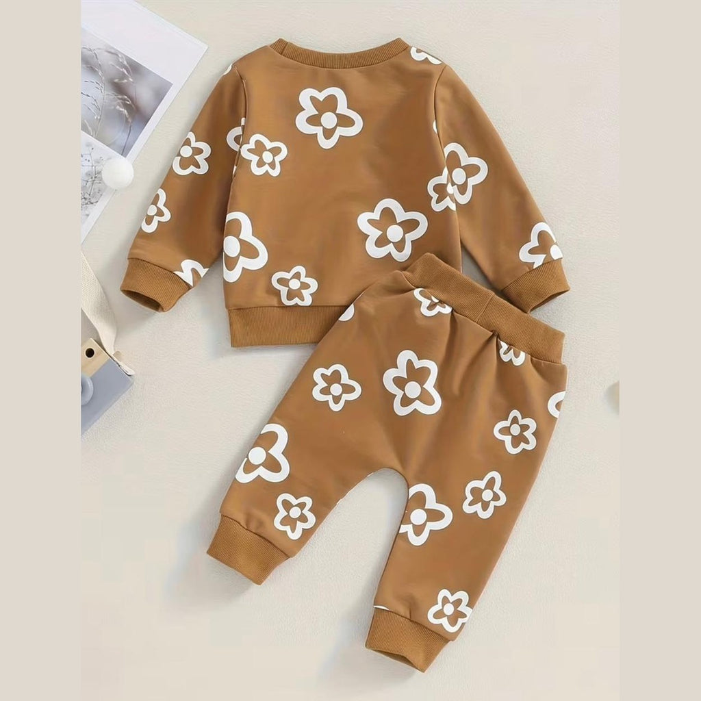 Brown Cosy Flower Two-Piece