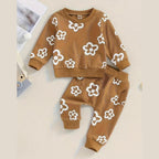 Brown Cosy Flower Two-Piece